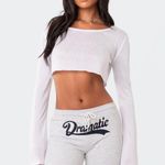 Edikted  Raw Sheer Hem Crop Top Long Sleeve XS Photo 0