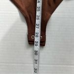 EXPRESS NWT  Ribbed V neck Long Sleeve Henley Polo Bodysuit Chocolate brown XL Photo 10