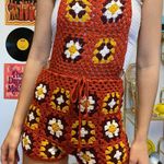 Rust Granny Square Crochet Jumper Romper Overall Size undefined Photo 2