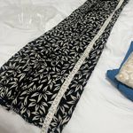 Orvis  Women’s Formal Midi V neck Tie back Black beige neutral leaf dress medium Photo 6