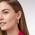 NWOT Julie Vos Gold and Aqua Hoop Earrings Photo 6