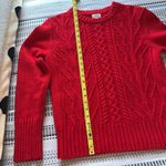 J.Crew EUC  Red Cable Knit Crewneck Sweater, Size Medium Photo 6