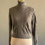Select+Trend Grey Cable Knit Turtleneck Long Sleeve Top | Size: M Gray Size M Photo 0