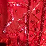 Roaman's Vintage Red Silk Beaded Sequin Rhinestone Blazer Coat 2X Photo 10