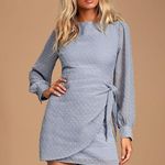 LULU’S Much Love Light Blue Swiss Dott Long Sleeve Tie Photo 2