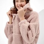 American Eagle Cozy Sherpa Clinched Hoodie Pullover Sweatshirt Dusty Rose Photo 0