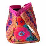 Natural Life NWT Colorful Neoprene Cosmetic Bag Black Floral Embroidered Belt Photo 5