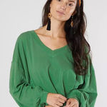 We The Free  Green V-Neck Buffy Sweatshirt Photo 0