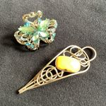 Beautiful genuine amber hair pin 💖 Gold Photo 11