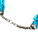 Turquoise colored Glass Bead Tribal Pendant Necklace Blue Photo 6