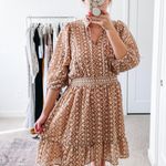 Shoshanna Neutral Tan Eyelet Mini Dress Photo 3