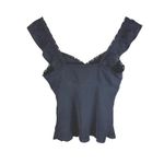 Antonio Melani  Black Lace Trim Silk Baby Doll Ruffle Strap Tank Top Size 8 Y2K Photo 5