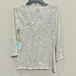 CeCe Silver Sequin Blouse Top Sz Med NWT Cowl Neck Sparkle Evening Holiday Party Photo 4