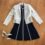 Clare Joseph Vintage Blue White Matka Silk Blazer Jacket Womens 6 Photo 10