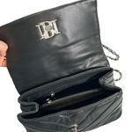 Badgley Mischka Chevron Quilted Flap Chain Vegan Leather Handbag Purse Black Photo 11