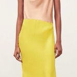ZARA  Satin Yellow & Nude Color Block Slip Camisole Midi Dress XS 741 Photo 0