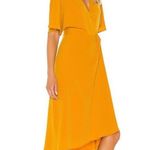 NWOT House of Harlow 1960 x REVOLVE Romina Midi Wrap Dress | S | Golden Mustard Gold Photo 10