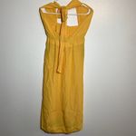 SWF Halter Dress Milk Maid Button Down Ruched Back Knee Length Marigold Medium Yellow Photo 3