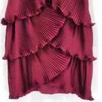 Max and Cleo Lipstick Red Pleated Ruffle Strapless Dress Black Waistband 14 Photo 2