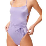 Good American NWT Shine Barely There One-Piece Swimsuit in Lilac Mist001 Photo 0