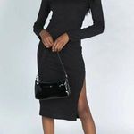 Princess Polly  Lioness Black Don't Blame Me Long Sleeve Side Slit Dress S Photo 0