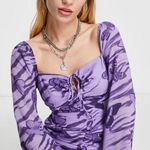 ASOS NWT  Design Keyhole Purple Butterfly Print Mini Dress Size 10 Buttons Y2K Photo 2