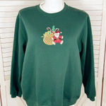 Classic Elements Vtg Embroidered Ugly Christmas Sweatshirt  Green‎ 16W 18W Photo 0