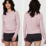 Spiritual Gangster  Hudson Pointelle Crewneck Sweater Rose Pink Wool Blend Medium Photo 4