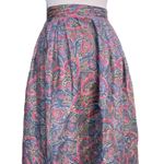 London Fog Vintage 90s Multicolor Paisley Rayon Midi Skirt 14 Photo 0