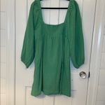 J.Crew  Green Dress with Long Puff Sleeves size L EUC Photo 3