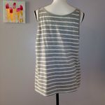 Lane Bryant jeweled gray striped floral lace tank blouse Photo 4