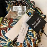 Robbie Bee Signature Dress Paisley Print Mini Sleeveless Tie Neck Yellow L NWT Photo 2