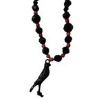 Handmade  Raven Black Beaded Necklace with Red Corral Accents Photo 1