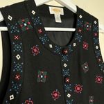 Talbots Vintage Wool Blend Button Up Embroidered Holiday Vest Small Petite Photo 3