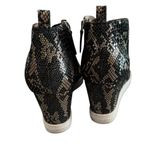 Linea Paolo Wedge sneaker Black gold Snake Print side zip leather heeled bootie Size 11 Photo 4