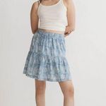 Madewell NWT  Pull-On Ruffled Mini Skirt in Indigo Floral | Small Photo 0