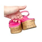 Nine West Sandals Size 6 Pink Open Toe Double Strap Slip On Platform Wedges Photo 3