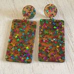 Acrylic retro star pierced earrings Red Photo 0