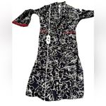 MISA Los Angeles Misa Azores Tasseled Navy Blue & White Floral Long Sleeve Tie Long Kimono XS NEW Photo 12