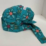 Harmony Scrub Hat Floral Lightweight Elastic Band Retro Boho Cotton Green USA Photo 2
