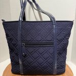 Vera Bradley  Navy Glenna Quilted Microfiber Double Strap Tote Bag Purse Travel Photo 4