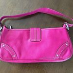 Burberry Women’s Pink Leather Shoulder Baguette Bag Plaid Liner Silver Hardware Photo 2
