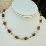 Handcrafted Coppery Beads & Oval Golden Textured Links Chain Necklace Gold Photo 0