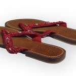 Mystique Boutique new Mystique ✿ Blown Glass Bead Sequin Thong Sandals ✿ Red 7M ✿ Handmade in Bali Photo 4