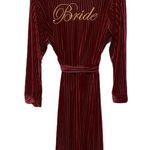 Amazon Boutique Velvet Robe Burgundy Embroidered Women Medium Bride Bachelorette Gift Photo 1