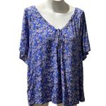 Melrose and Market 2XL Floral Print V-Neck Blouse Short Sleeve Multicolor Top Photo 8