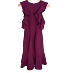 Cinq a Sept Women's Asymmetric Ruffle Hem Knee Length Dress Eggplant Purple 2 Photo 1