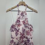 EXPRESS  Y2K Pink Purple Tiered Floral Halter Maxi Dress with Ruffles size Small Photo 7