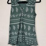 Lucky Brand  Green Henley Sleeveless Shirt Womens S Boho Casual Tank Top Floral Photo 0