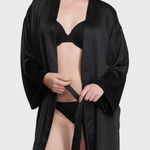Victoria's Secret  Black Satin Midi Robe Quiet Luxury Feminine Coquette One Size Photo 0